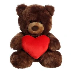 Aurora - Valentines - 7" Coco Swirl Bear With Heart Brown