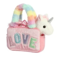 Aurora - Fancy Pals - 6.5" Rainbow Love Unicorn Pet Carrier Pink