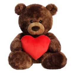 Aurora - Valentines - 10" Coco Swirl Bear With Heart Brown
