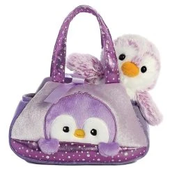 Aurora - Fancy Pals - 7" PomPom Penguin - Purple Pet Carrier